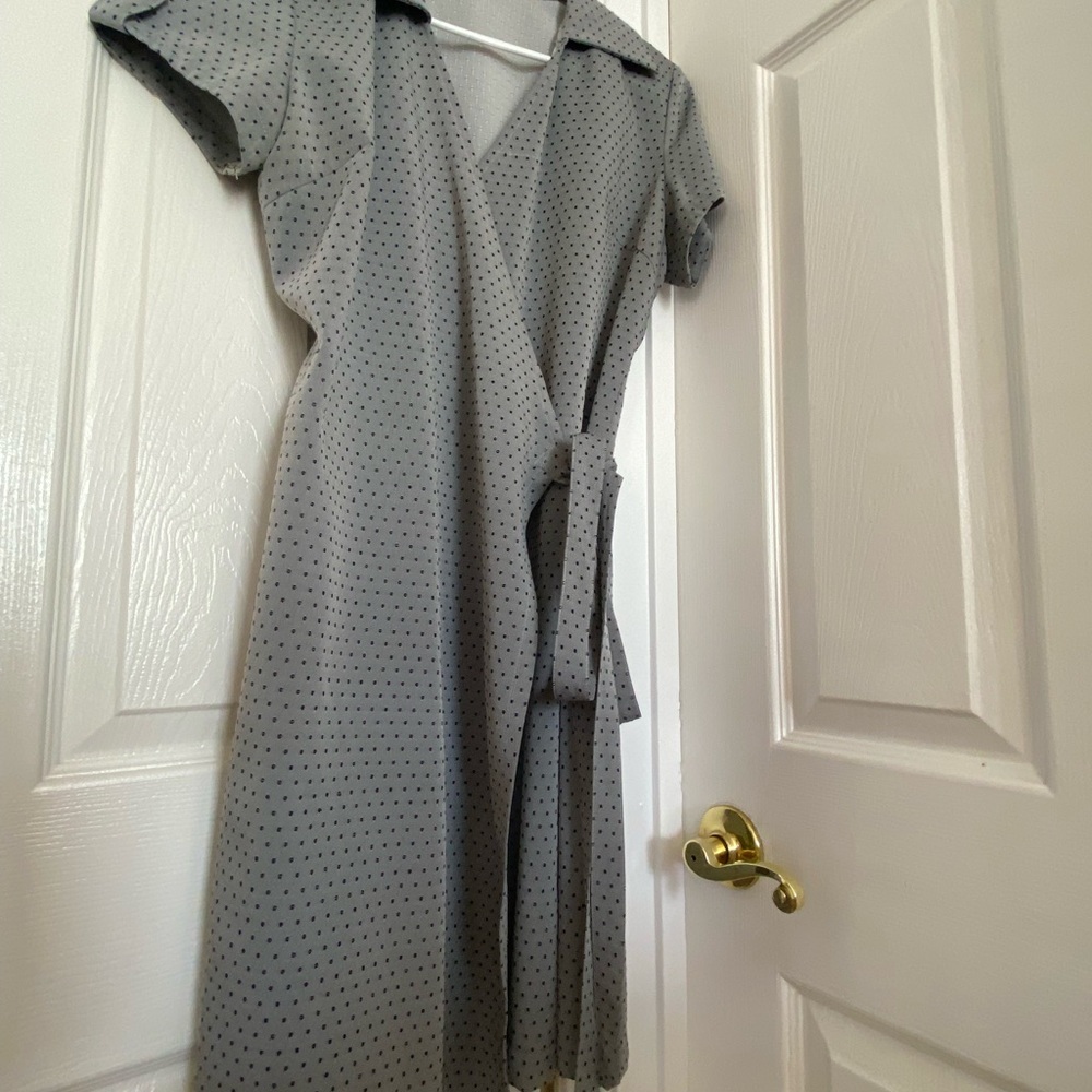 Gray Polka Dot Wrap Dress